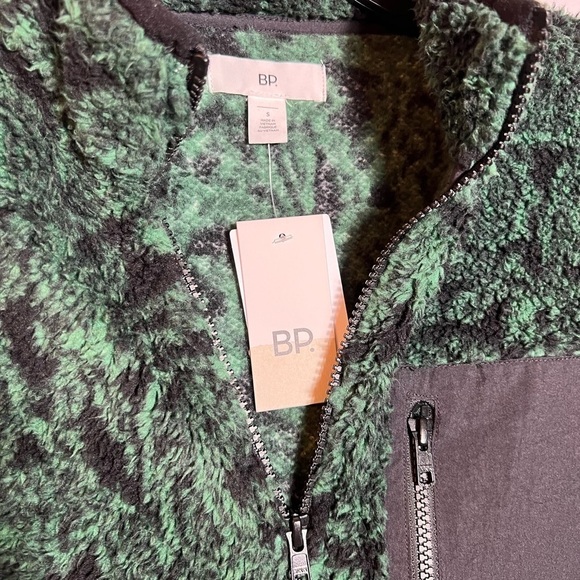 NWT BP. High Pile Fleece Jacket in Black Green Dancing Paisley - Picture 4 of 4